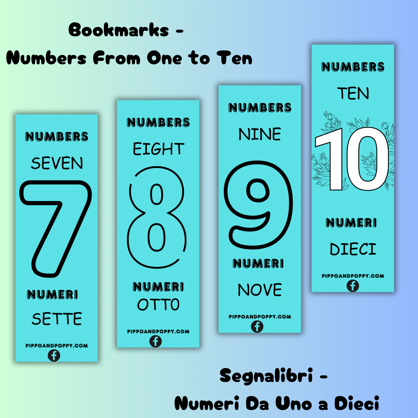 FREE Bookmarks Numbers One to Ten