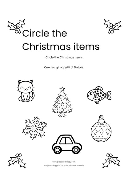 Christmas Bilingual Activity Pack Ages 2-4