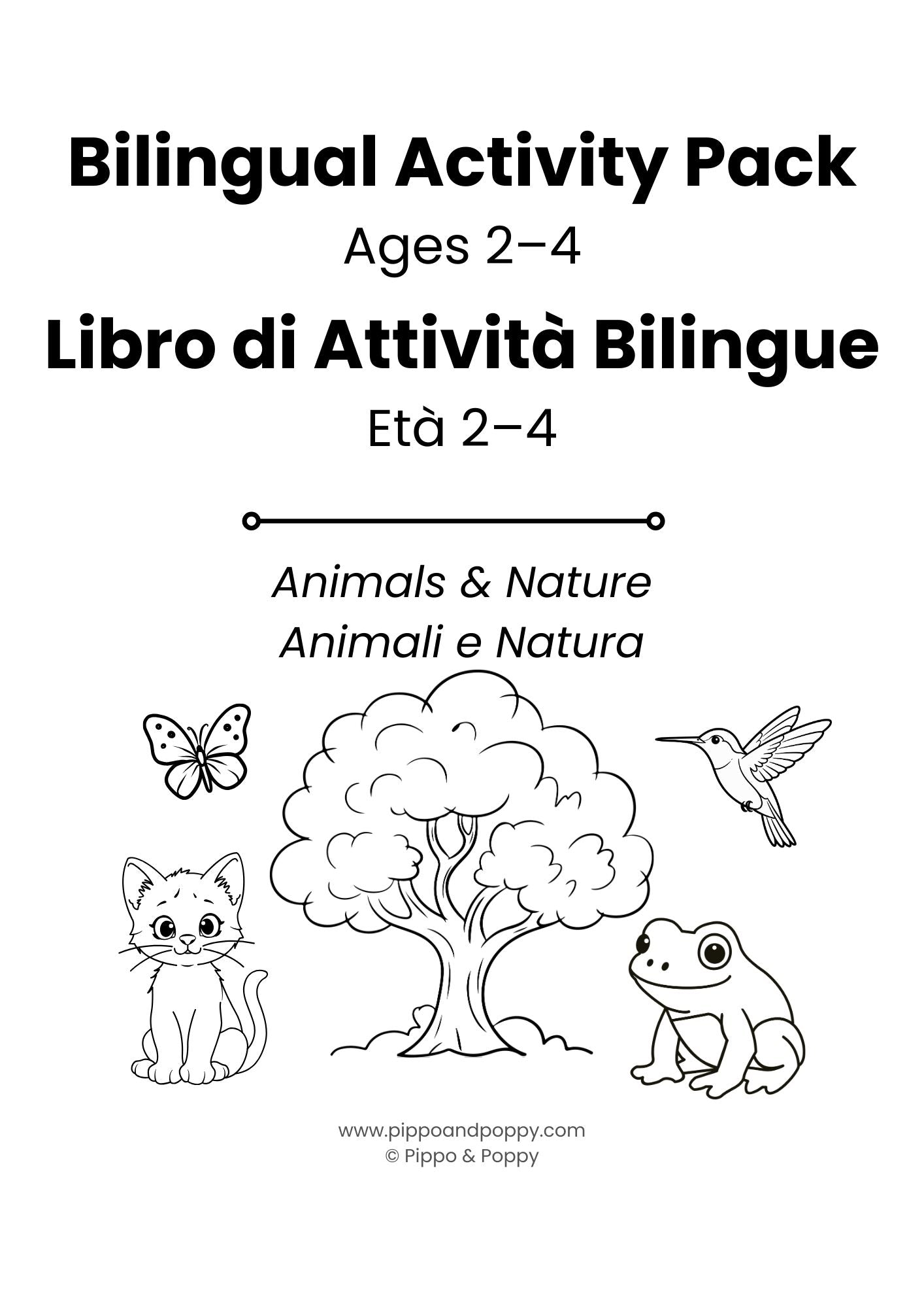 Bilingual Activity Pack (Animals & Nature), Ages 2-4, English–Italian Printable