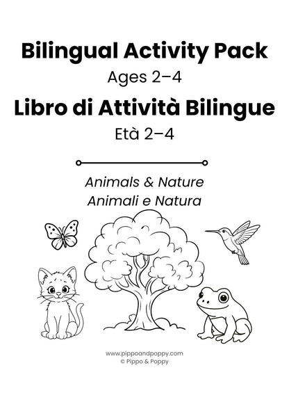 Bilingual Activity Pack (Animals & Nature), Ages 2-4, English–Italian Printable